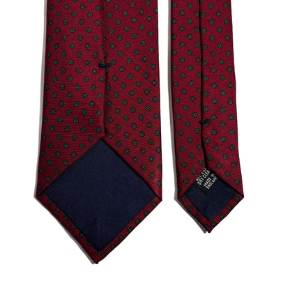 Hand-Printed Red Floral Silk Twill Tie - Handmade in England