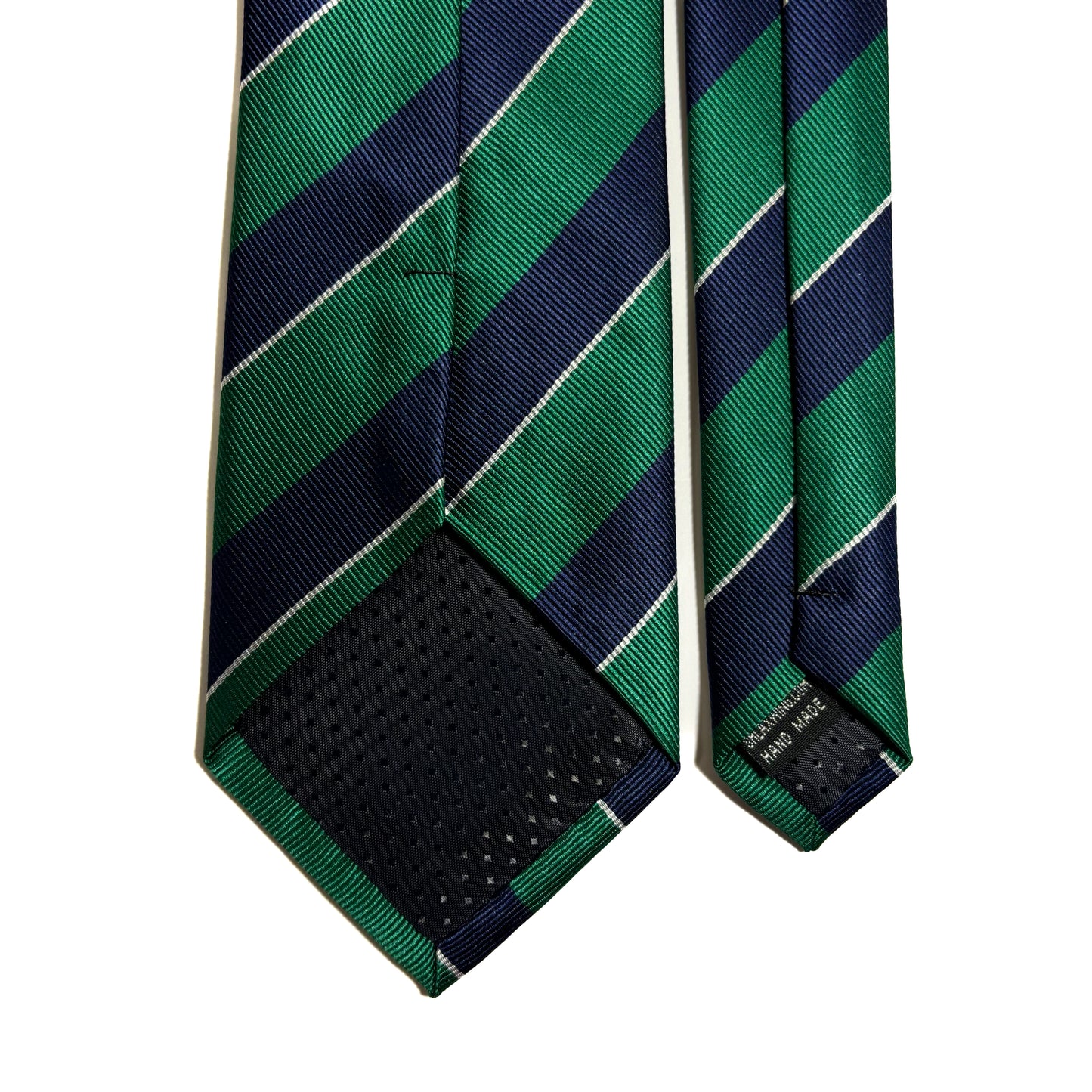 Navy Blue & Green Striped Repp Tie