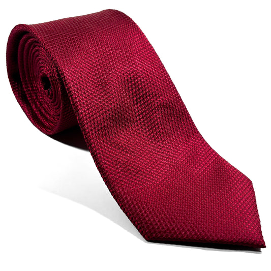 Ruby Red Silk Grenadine Tie - Handmade