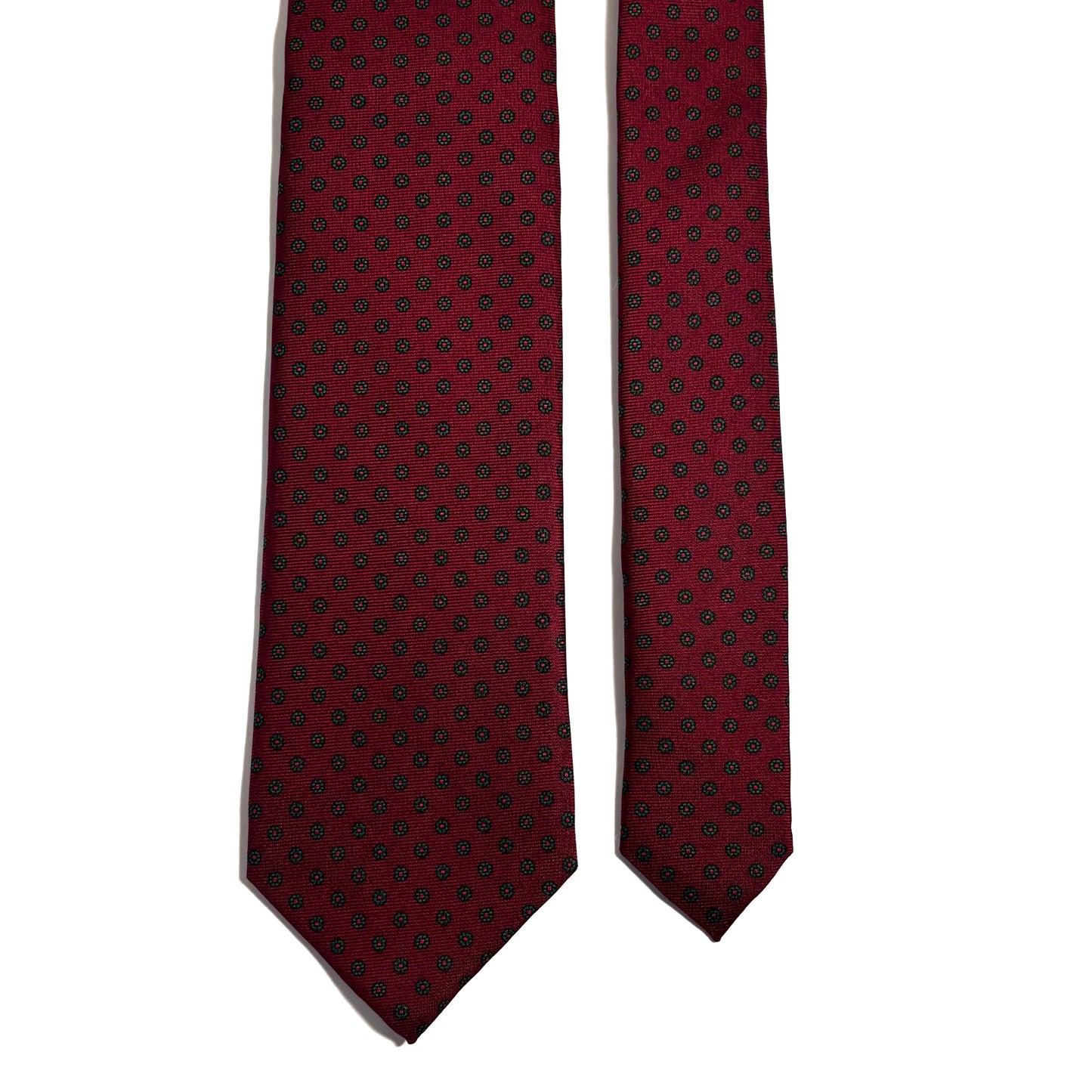 Hand-Printed Red Floral Silk Twill Tie - Handmade in England