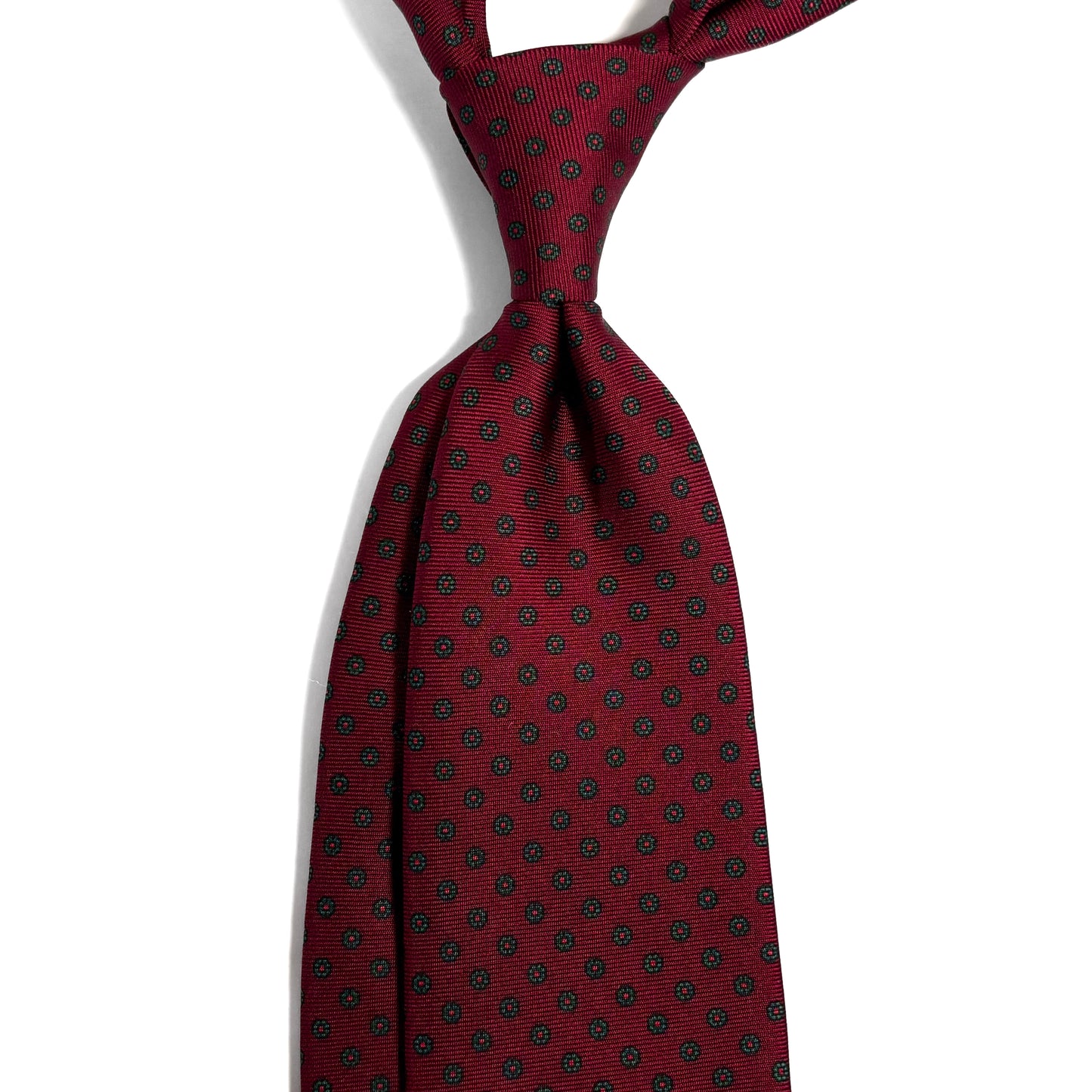 Hand-Printed Red Floral Silk Twill Tie - Handmade in England