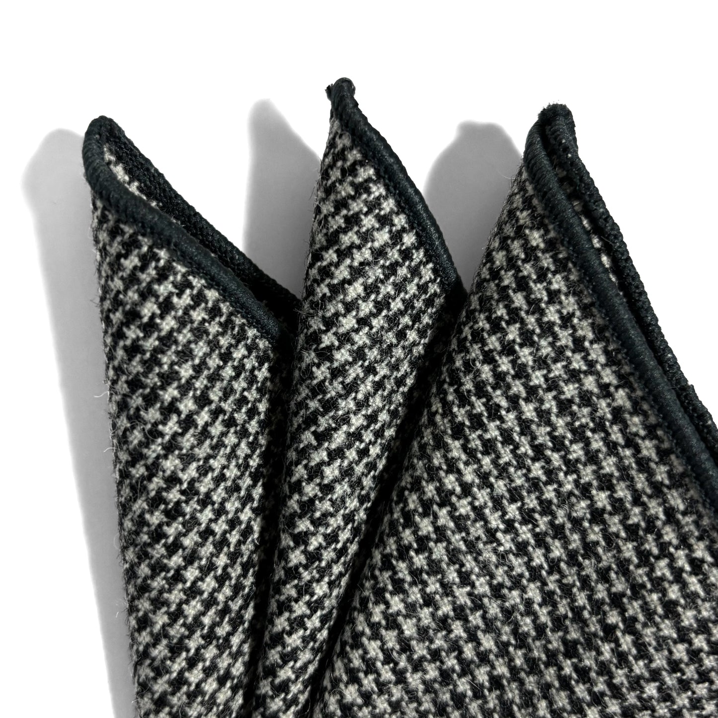 Gray Houndstooth Wool Pocket Square