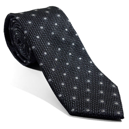 Gray Polka Dot Grenadine Tie - Handmade