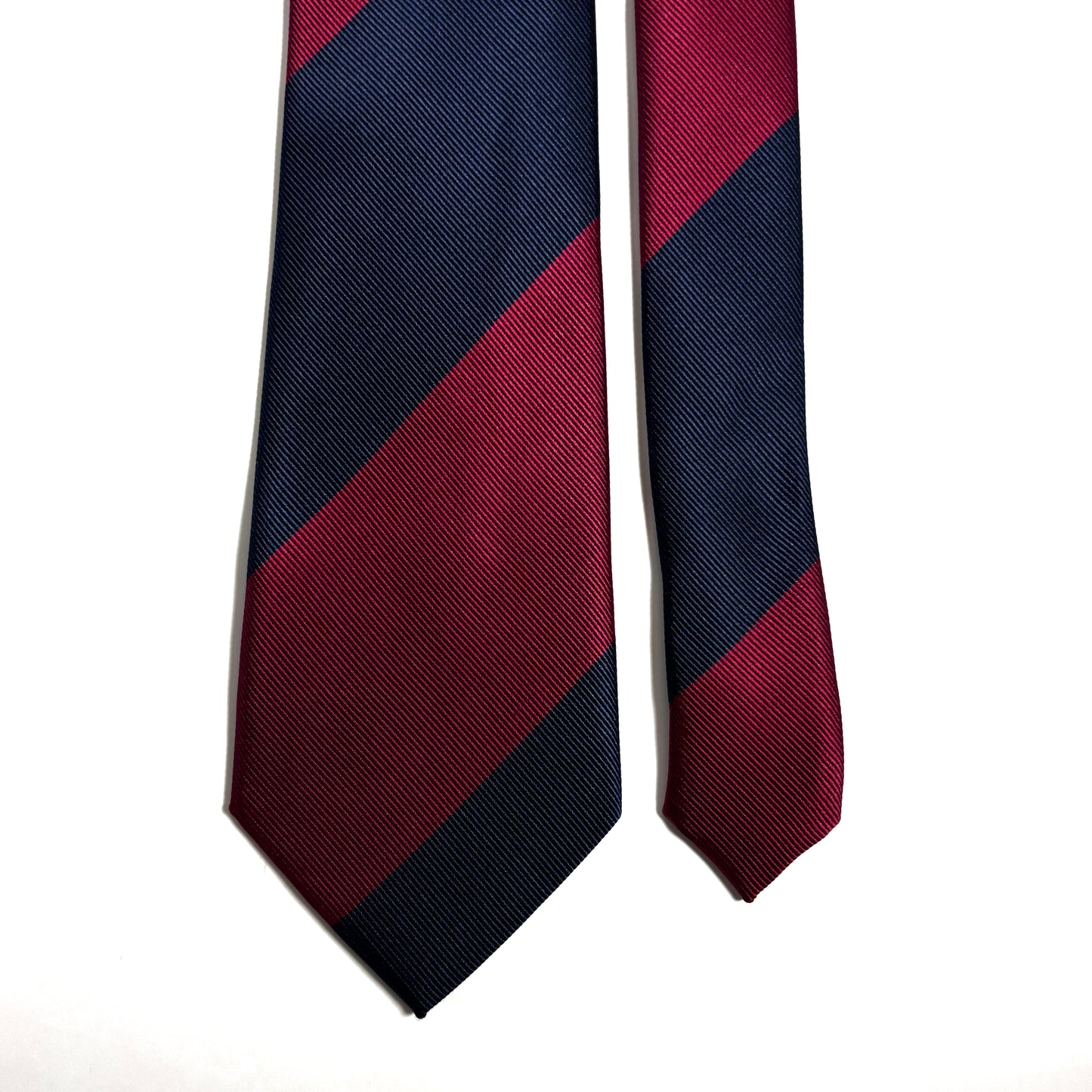 Burgundy & Navy Blue Block Striped Repp Tie