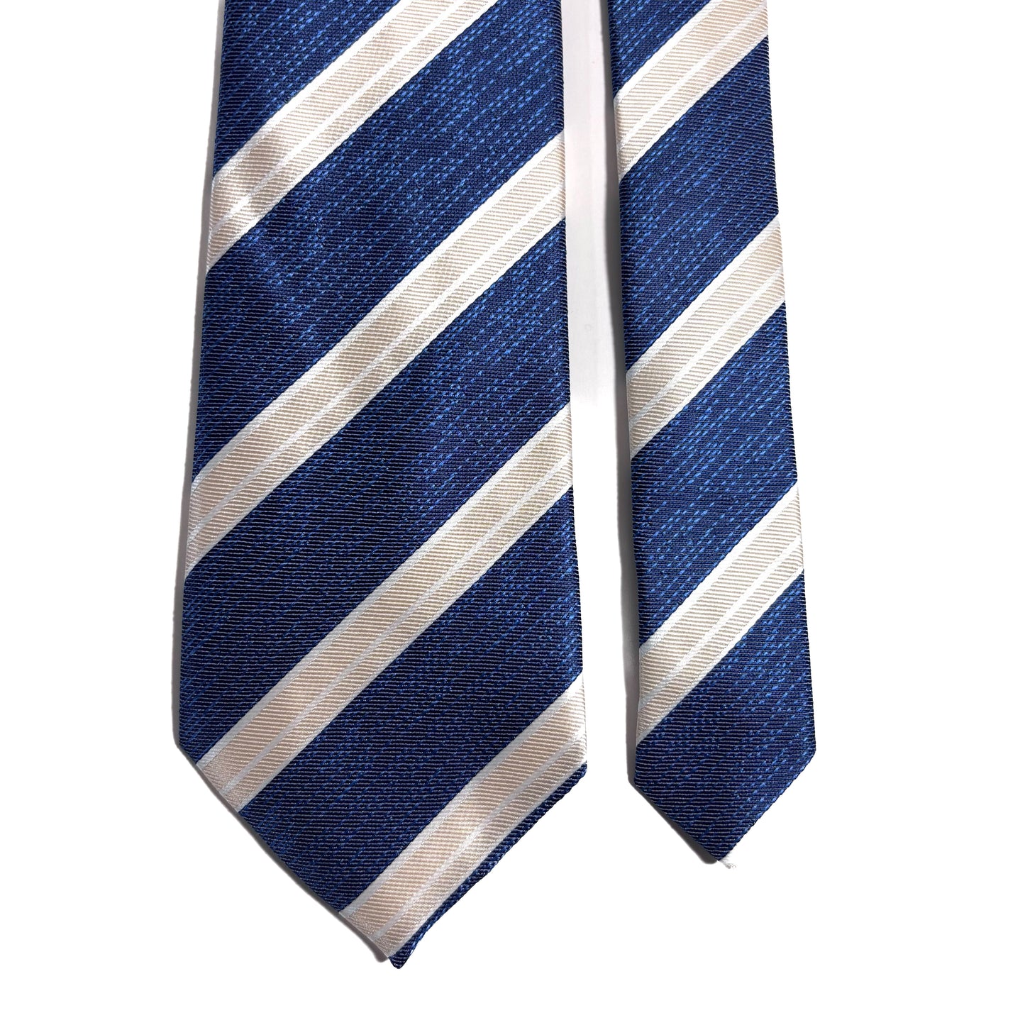 Blue & Ivory Striped Tie
