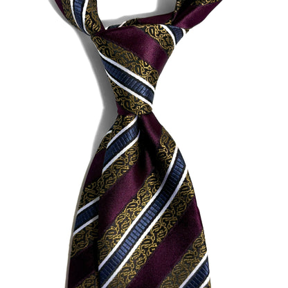 Burgundy & Gold Striped Tie