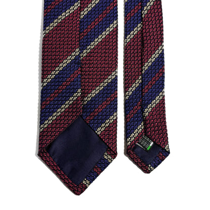 Wine Red & Purple Striped Silk Grenadine Tie (Garza Grossa) - Handmade in Italy
