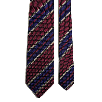 Wine Red & Purple Striped Silk Grenadine Tie (Garza Grossa) - Handmade in Italy
