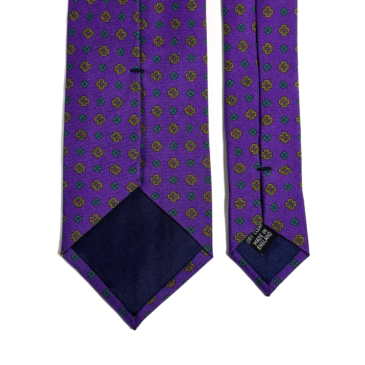 Purple Floral Printed Silk Tie - Handmade in England