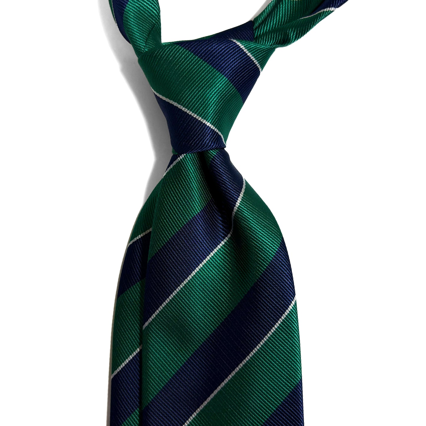 Navy Blue & Green Striped Repp Tie