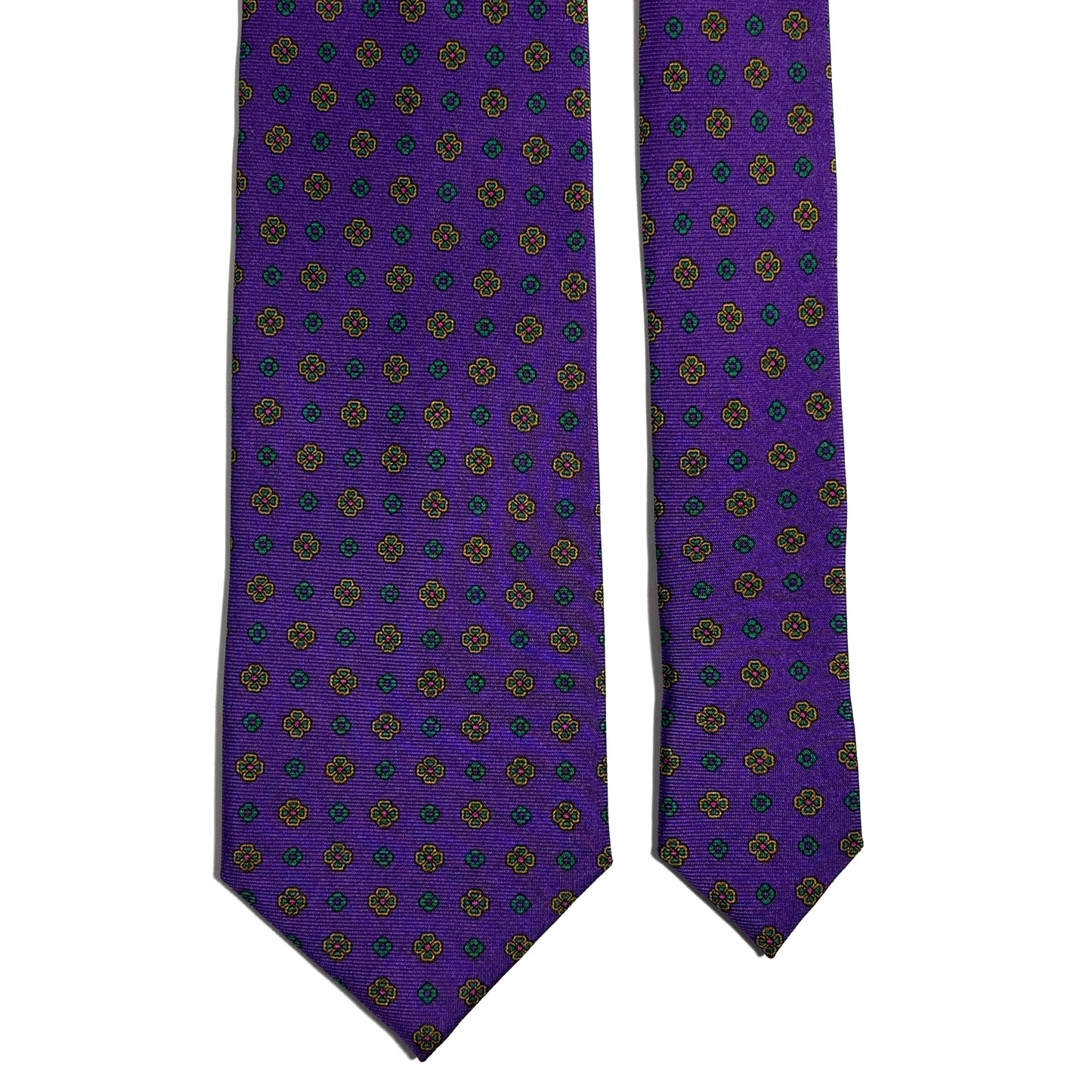 Purple Floral Printed Silk Tie - Handmade in England