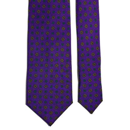 Purple Floral Printed Silk Tie - Handmade in England