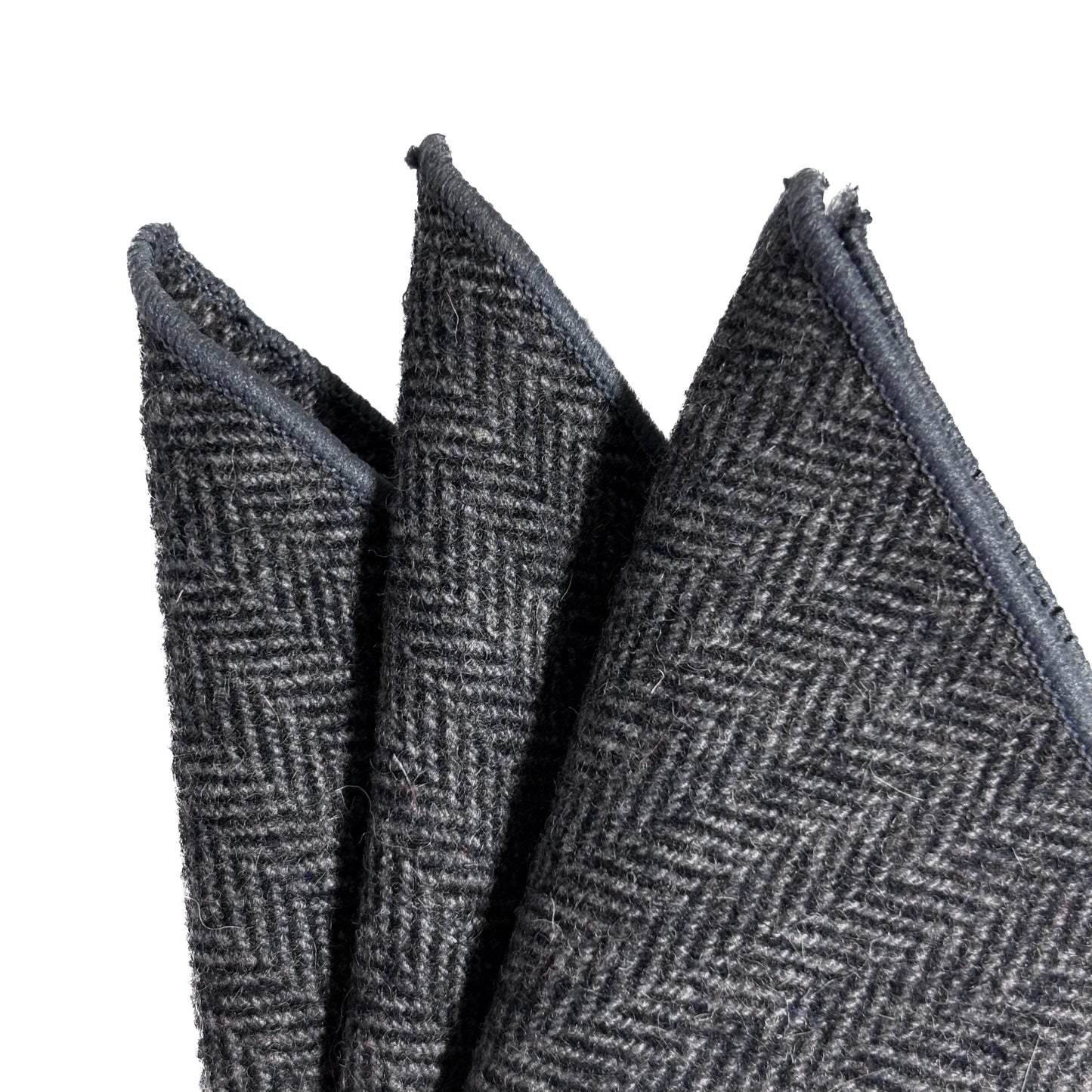 Gray Herringbone Wool Pocket Square