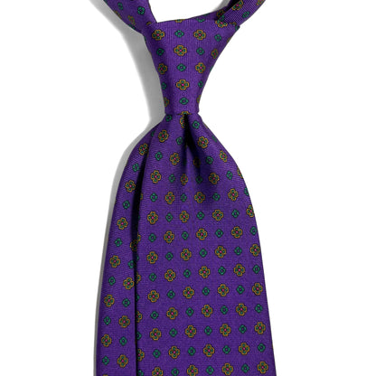 Purple Floral Printed Silk Tie - Handmade in England