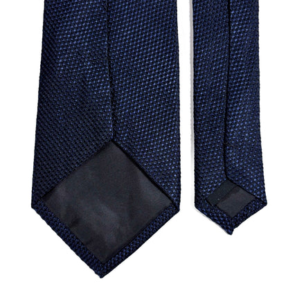 Midnight Blue Silk Grenadine Tie - Handmade