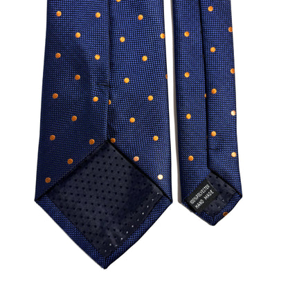 Navy Blue & Gold Polka Dot Jacquard Tie