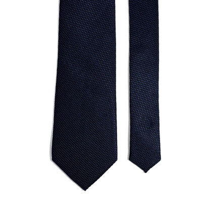 Midnight Blue Silk Grenadine Tie - Handmade