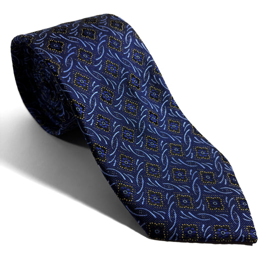 Navy Blue Geometric Jacquard Tie