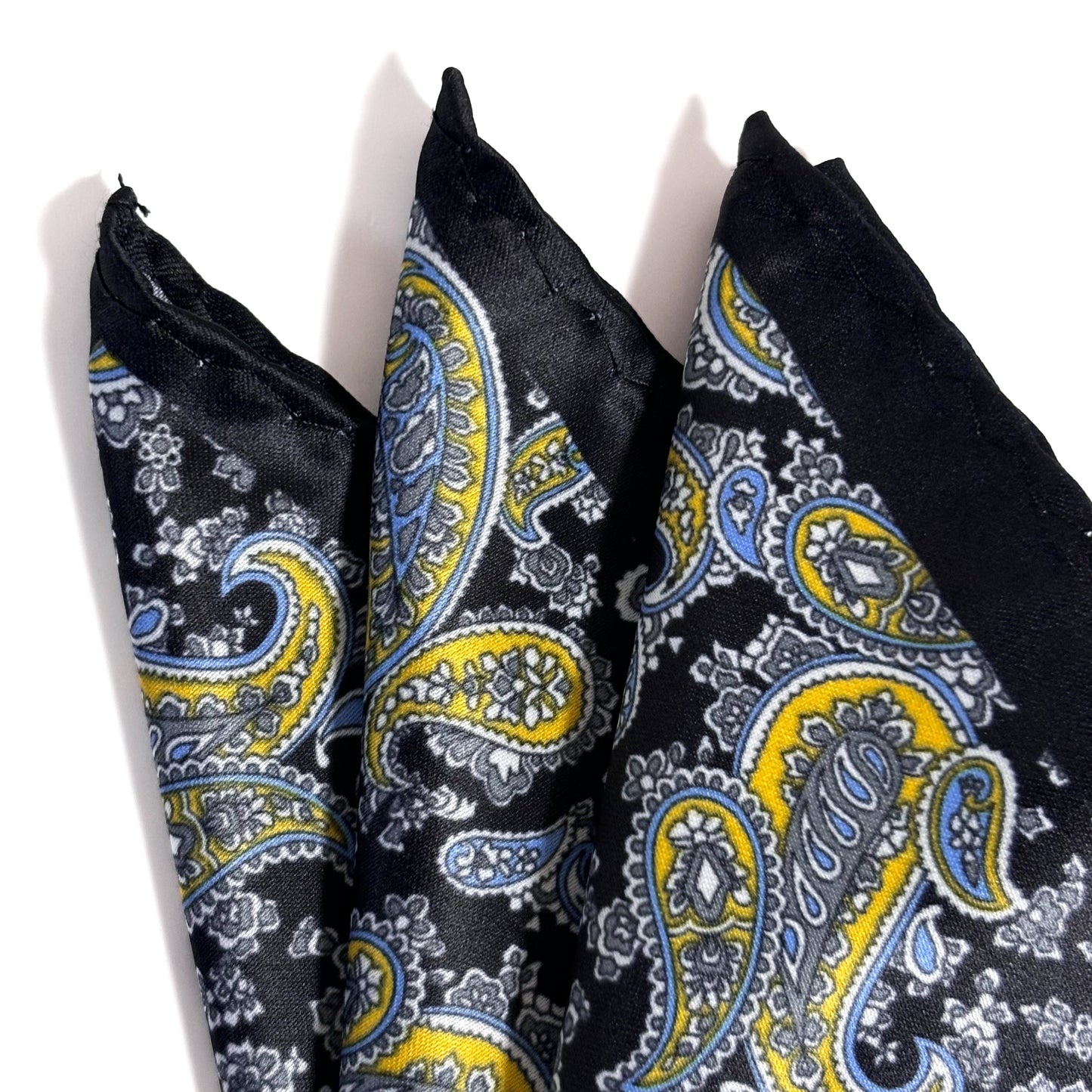 Black & Yellow Paisley Pocket Square