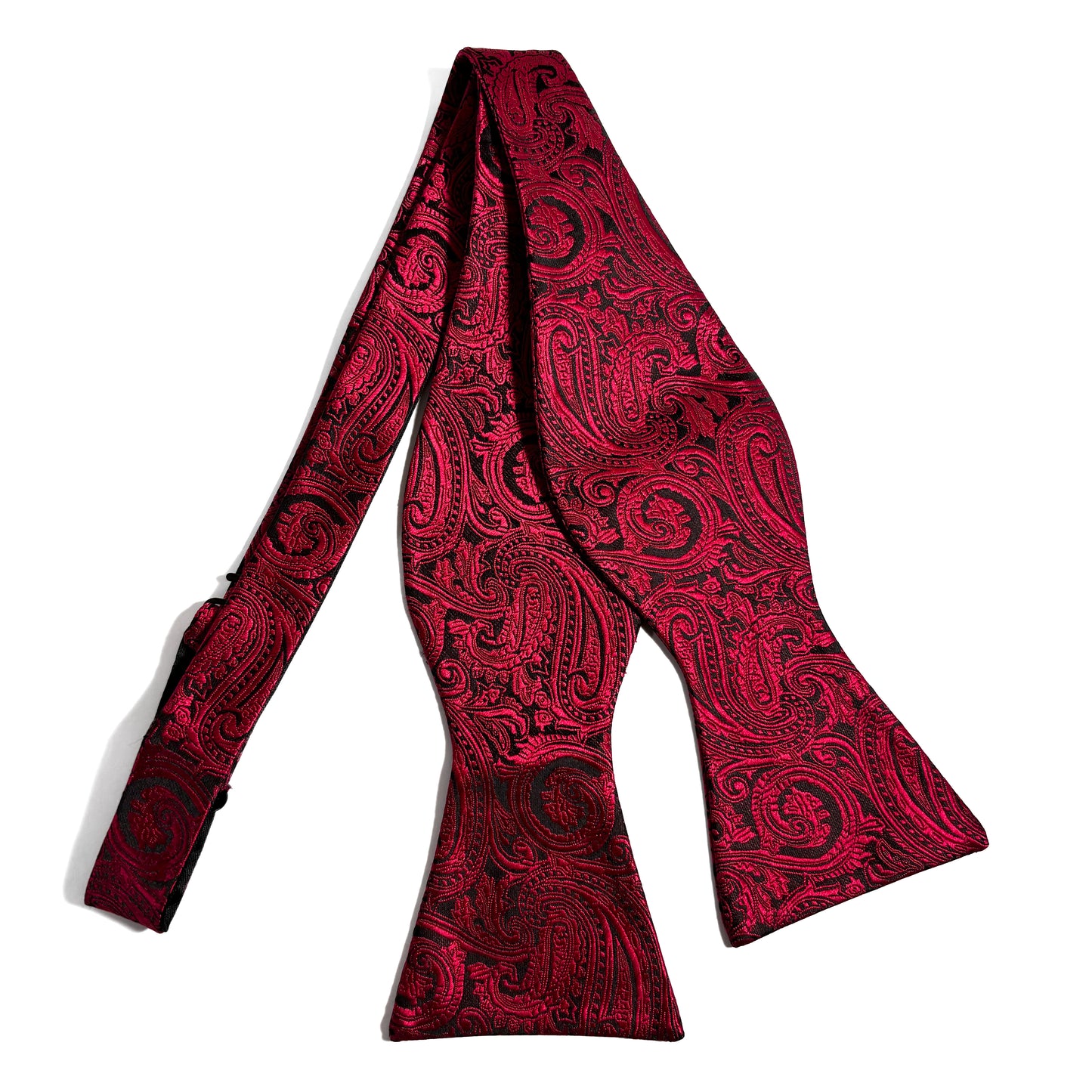 Self-Tie Red Paisley Silk Bow Tie