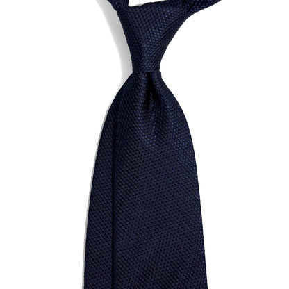 Midnight Blue Silk Grenadine Tie - Handmade