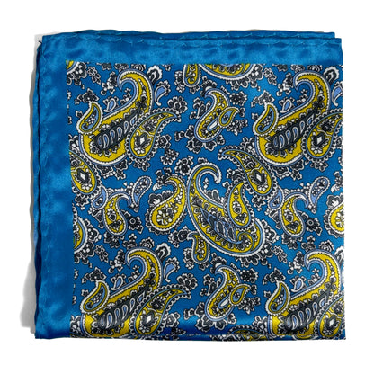 Aqua Blue Paisley Pocket Square