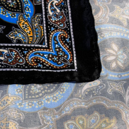 Black & Blue Paisley Pocket Square