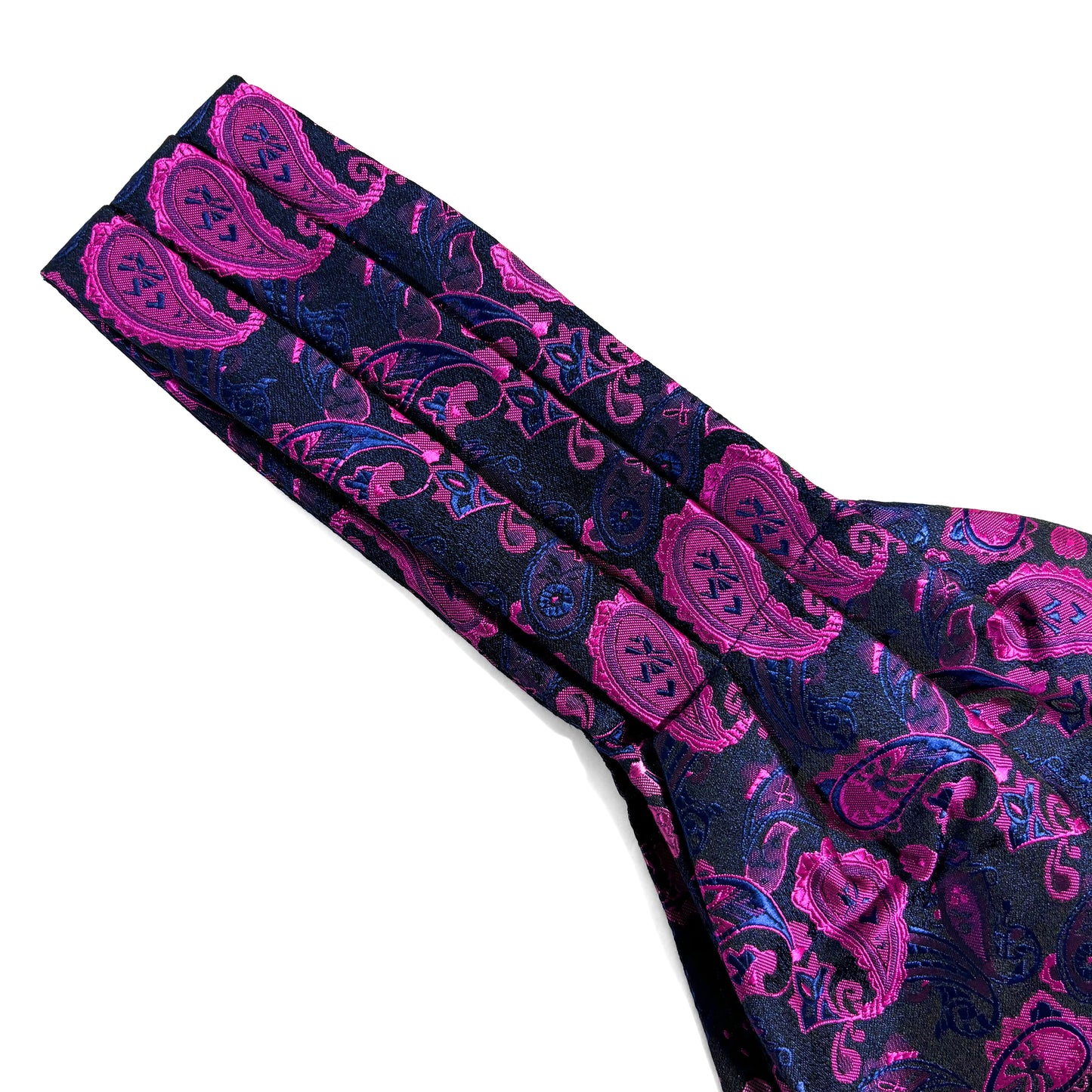 Navy Blue & Pink Paisley Jacquard Cravat/Ascot