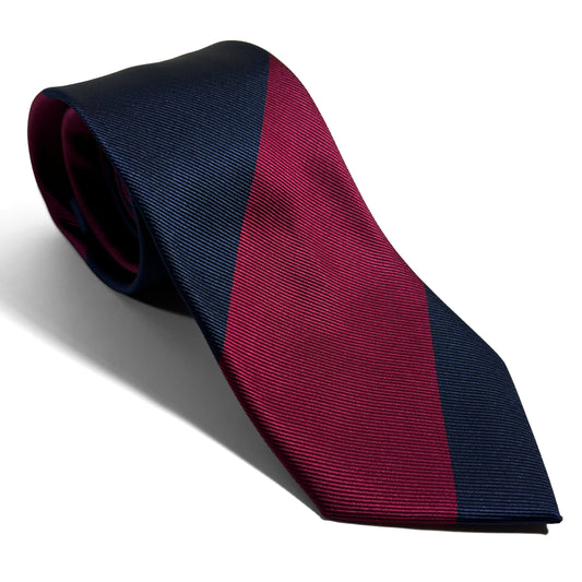 Burgundy & Navy Blue Block Striped Repp Tie