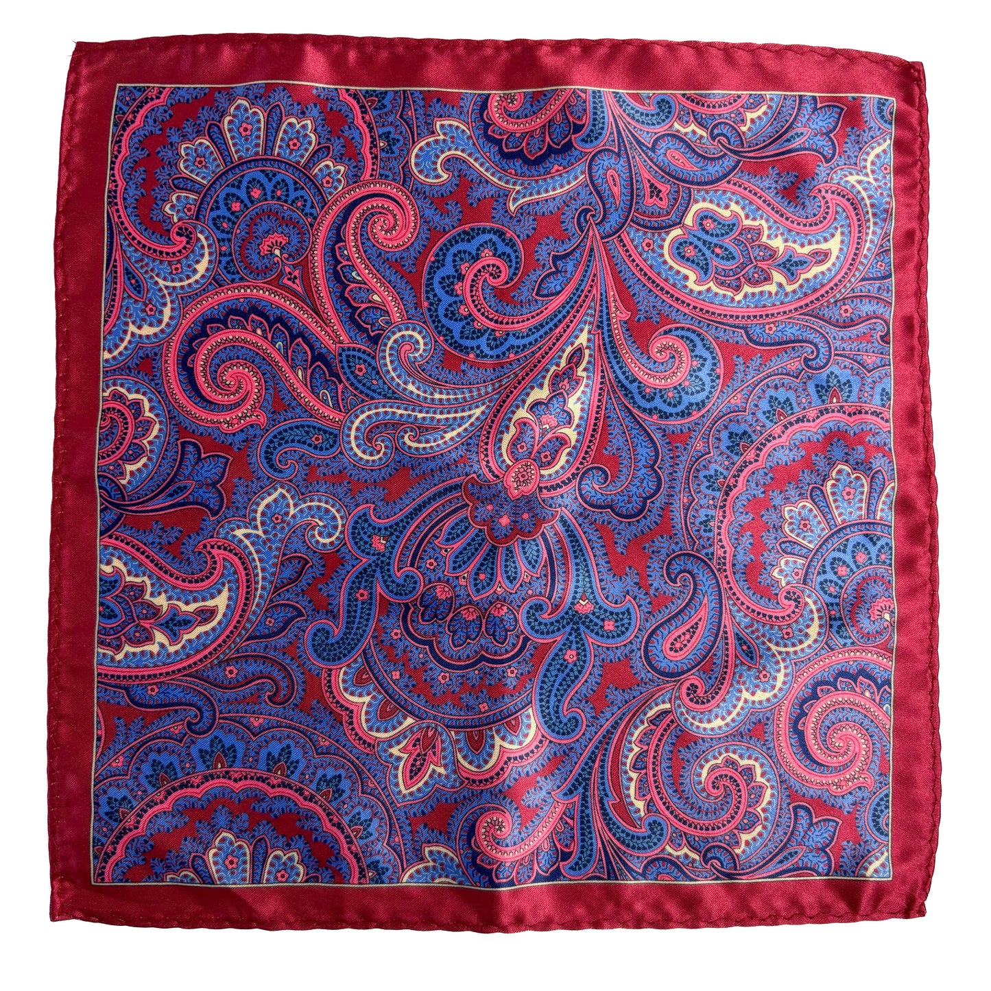 Red & Blue Paisley Pocket Square