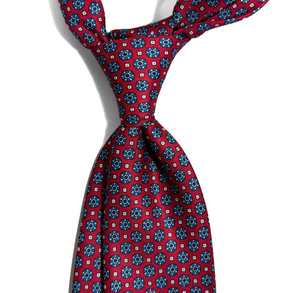 Red & Blue Floral Printed Tie