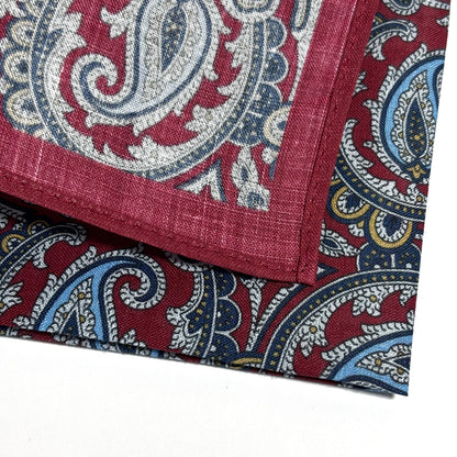 Burgundy Paisley Ramie Pocket Square