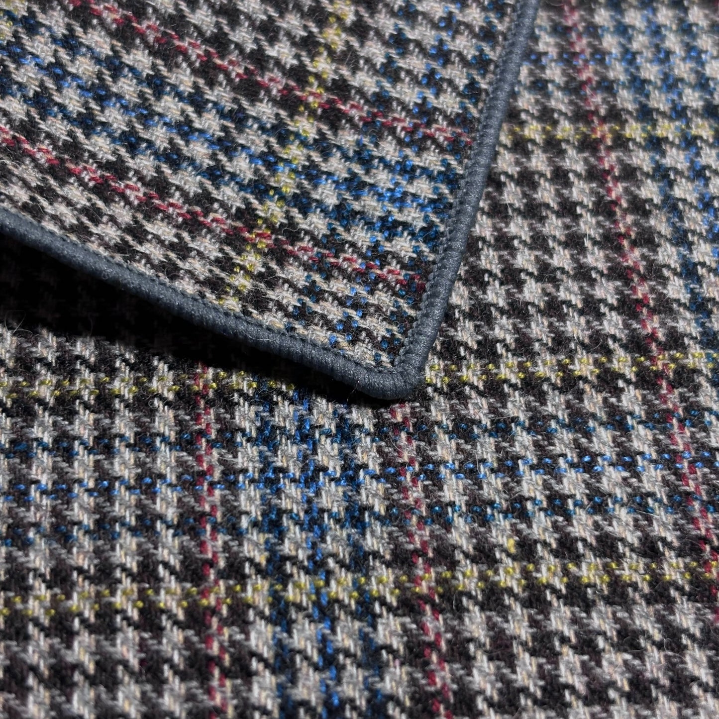 Gray Multicolor Glen Check Wool Pocket Square