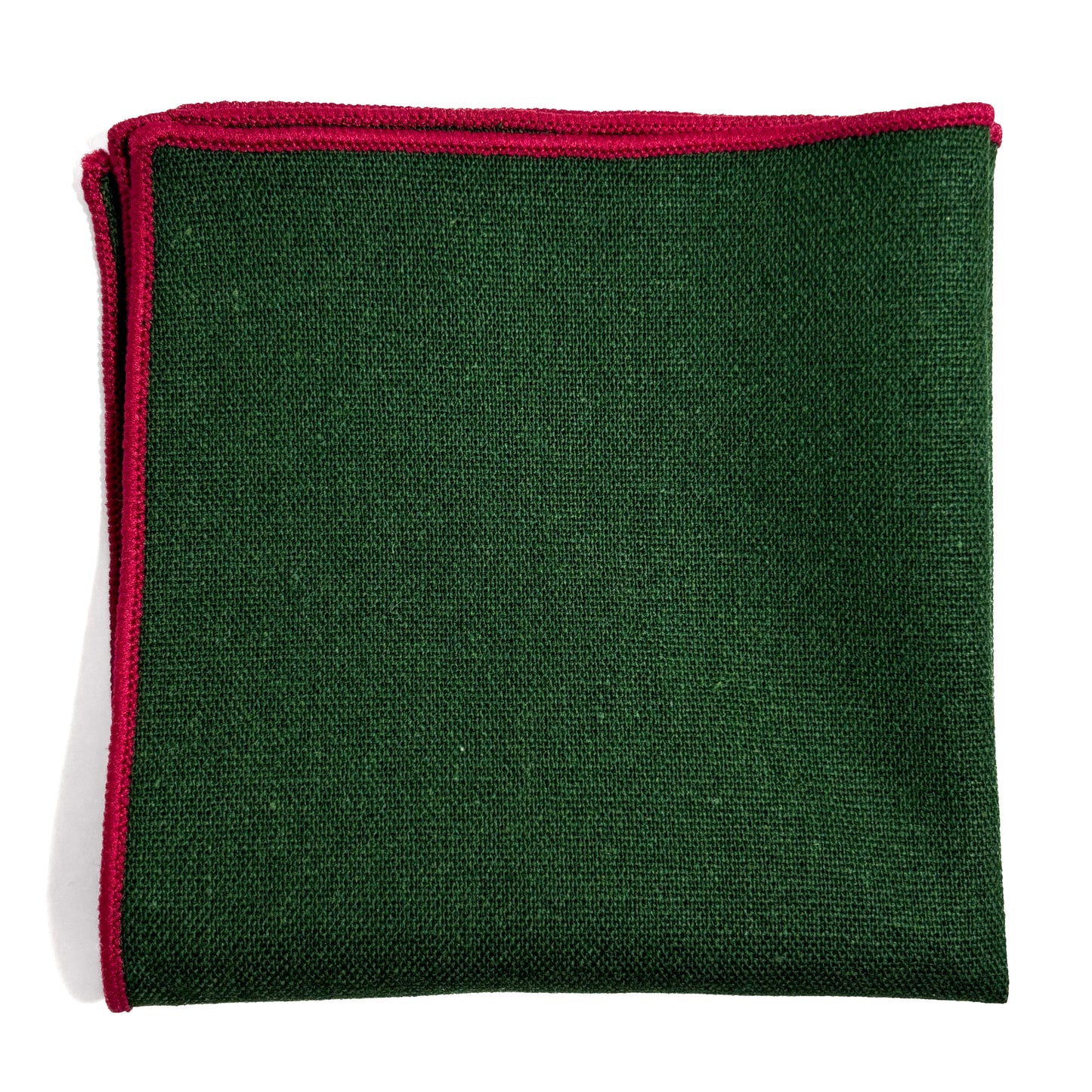 Green & Red Linen/Cotton Pocket Square