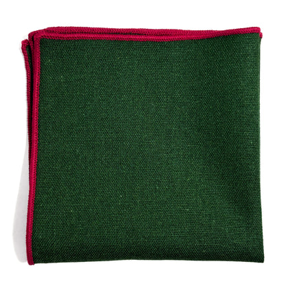 Green & Red Linen/Cotton Pocket Square