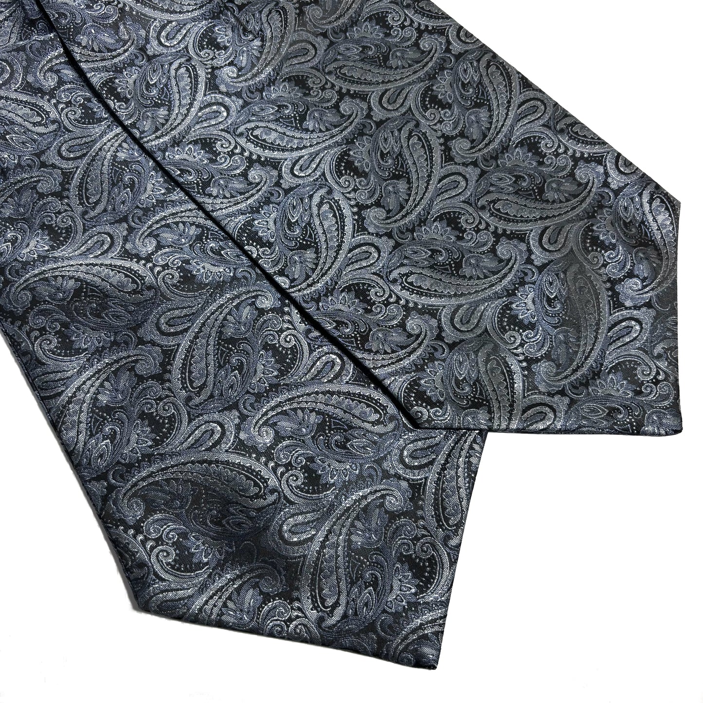 Charcoal Gray Paisley Jacquard Cravat/Ascot