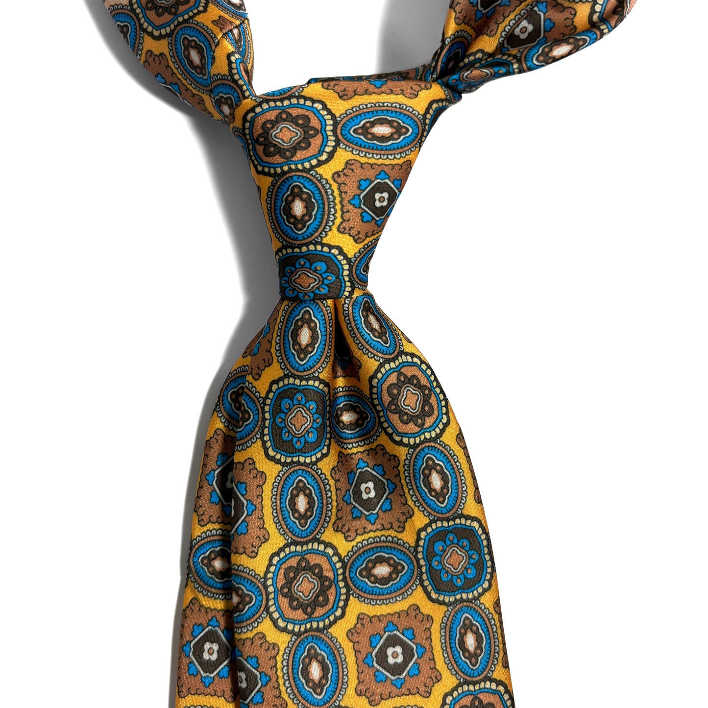 Mustard Yellow Medallion Printed Tie