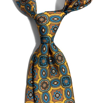 Mustard Yellow Medallion Printed Tie