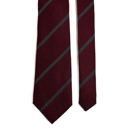 Burgundy & Charcoal Gray Striped Grenadine Tie - Handmade