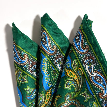 Green & Blue Paisley Pocket Square