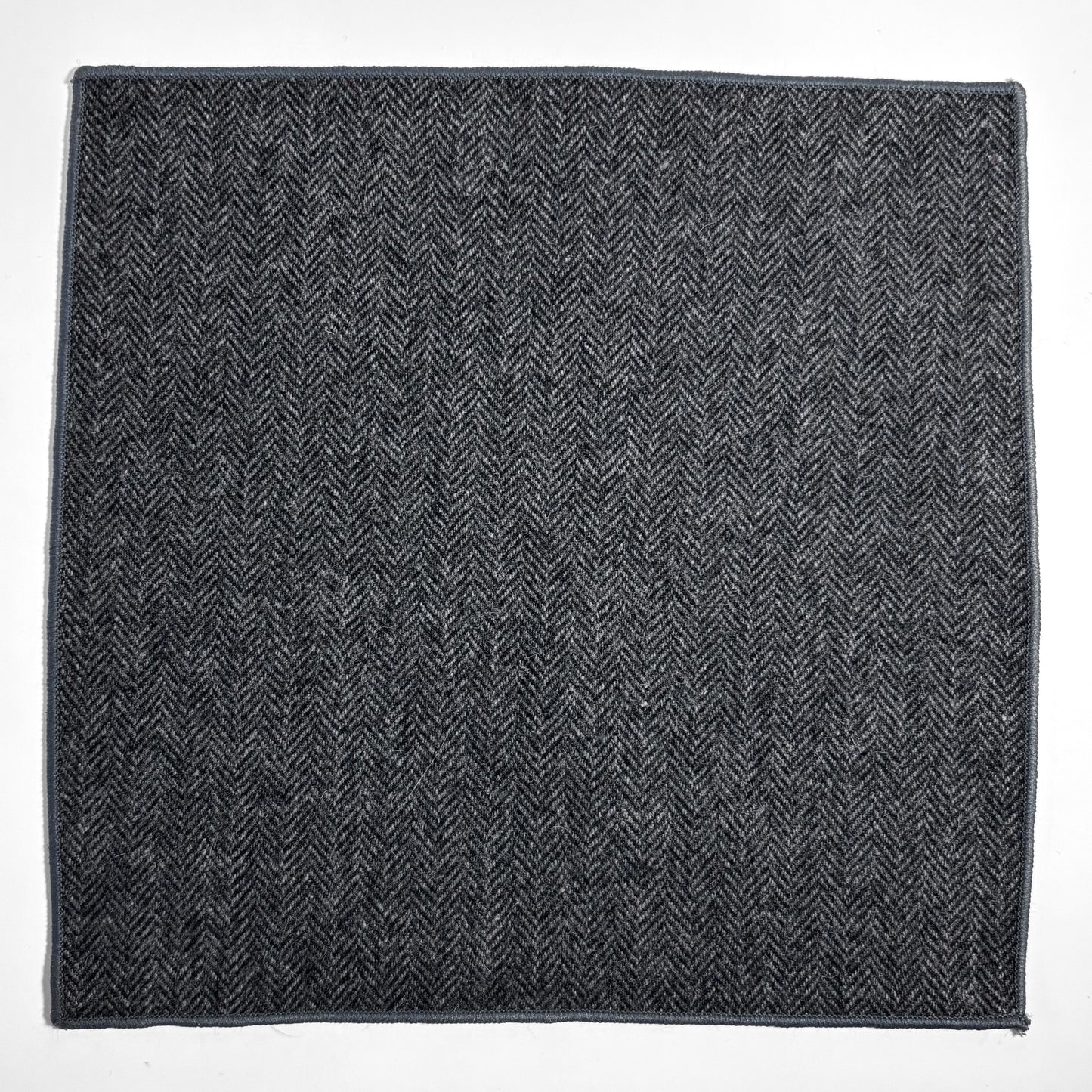 Gray Herringbone Wool Pocket Square