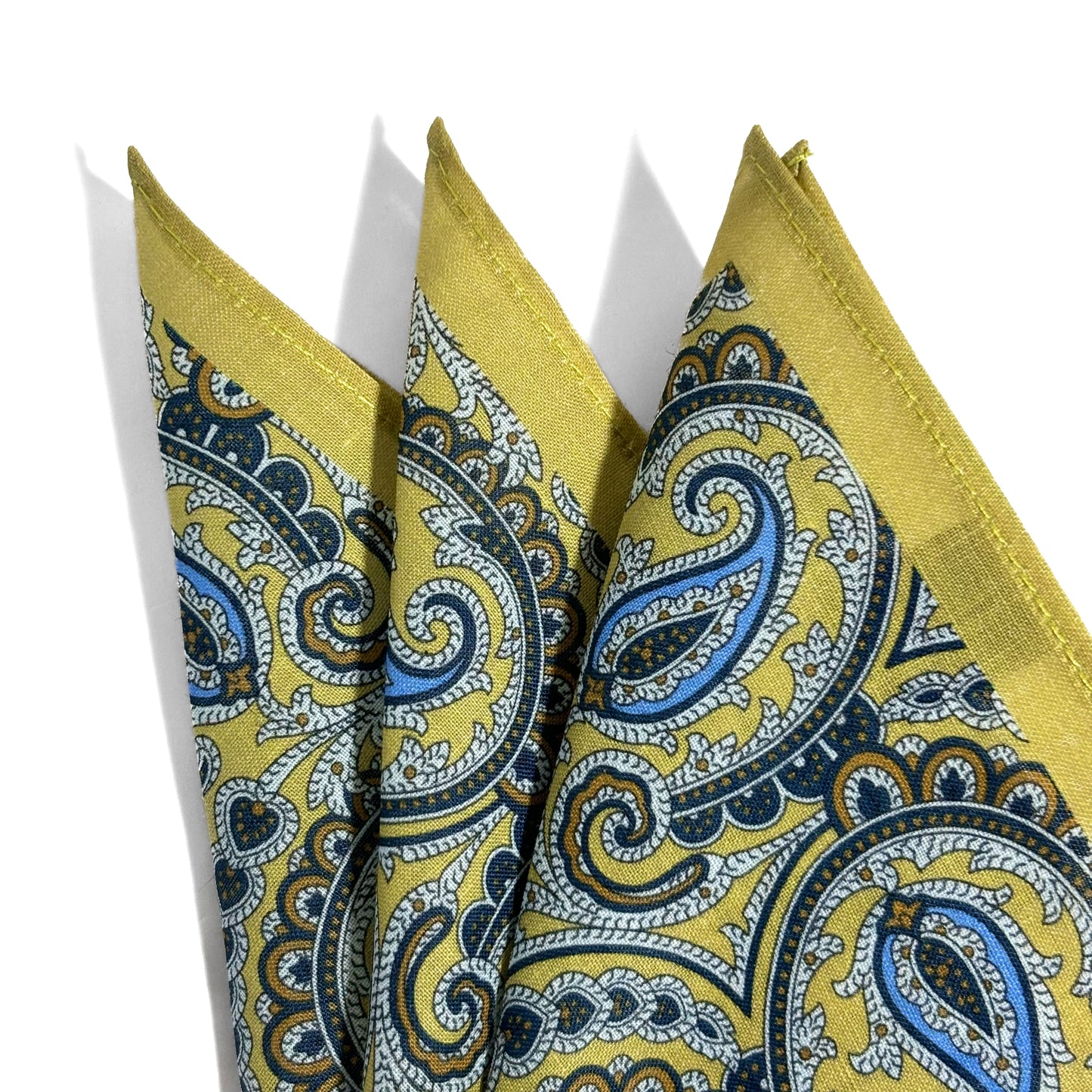 Yellow Paisley Ramie Pocket Square