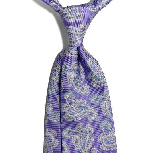 Light Purple Paisley Silk Jacquard Tie - Handmade in England
