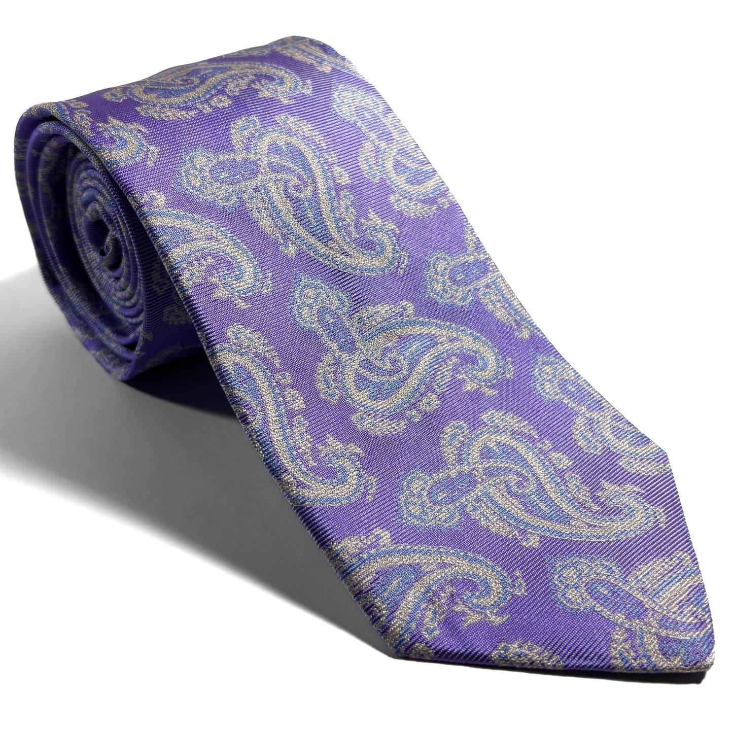Light Purple Paisley Silk Jacquard Tie - Handmade in England