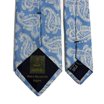 Light Blue Paisley Silk Jacquard Tie - Handmade in England