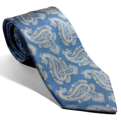 Light Blue Paisley Silk Jacquard Tie - Handmade in England