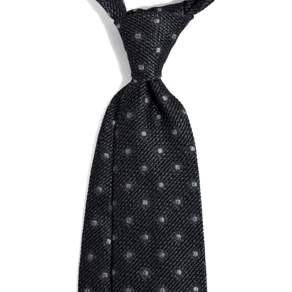 Gray Polka Dot Grenadine Tie - Handmade