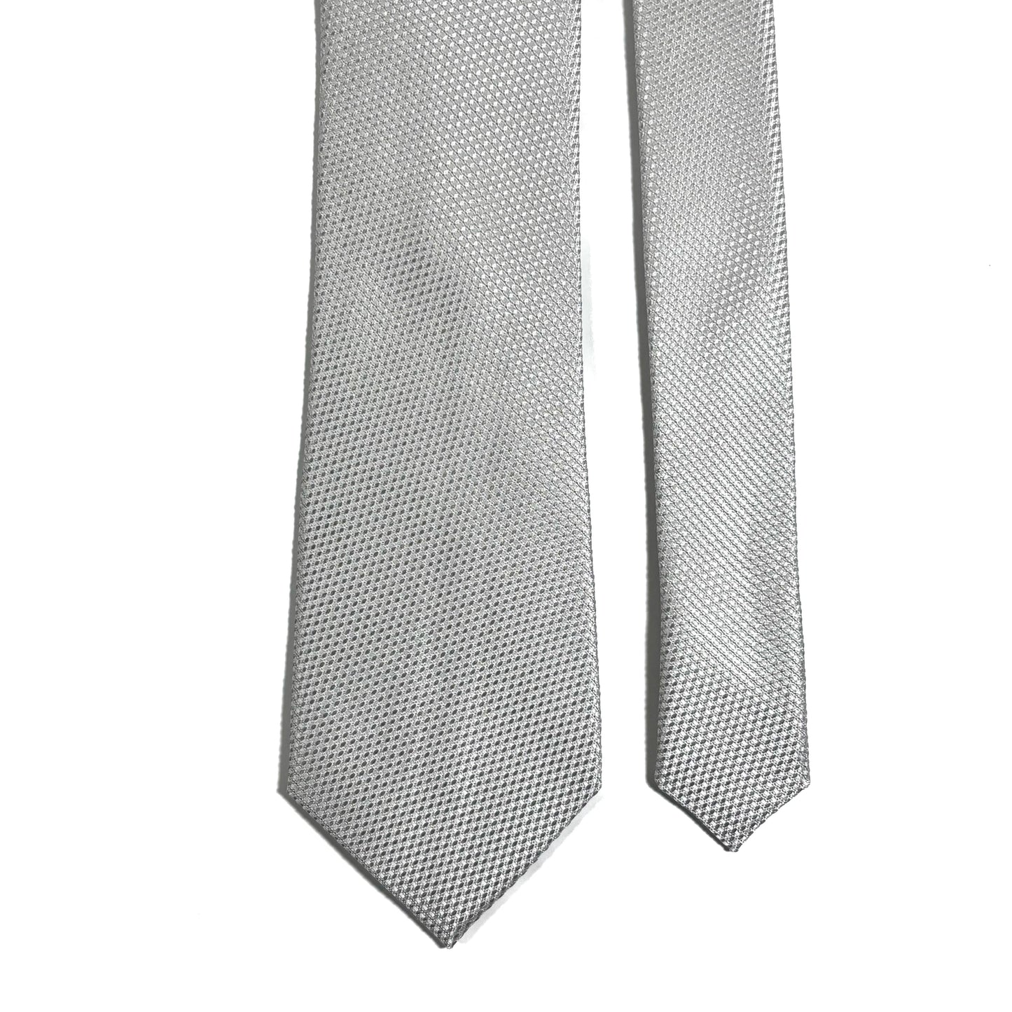 Silver Pearl Silk Grenadine Tie - Handmade