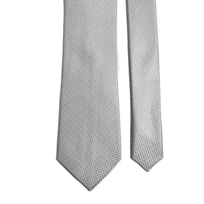 Silver Pearl Silk Grenadine Tie - Handmade