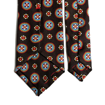Brown Floral Medallion Printed Tie